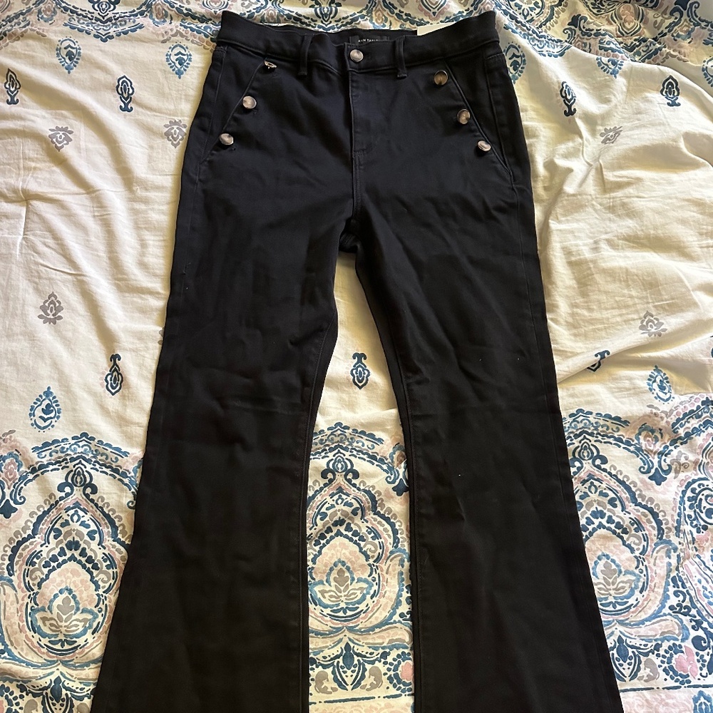 Ann Taylor black high rise flare pants size 6